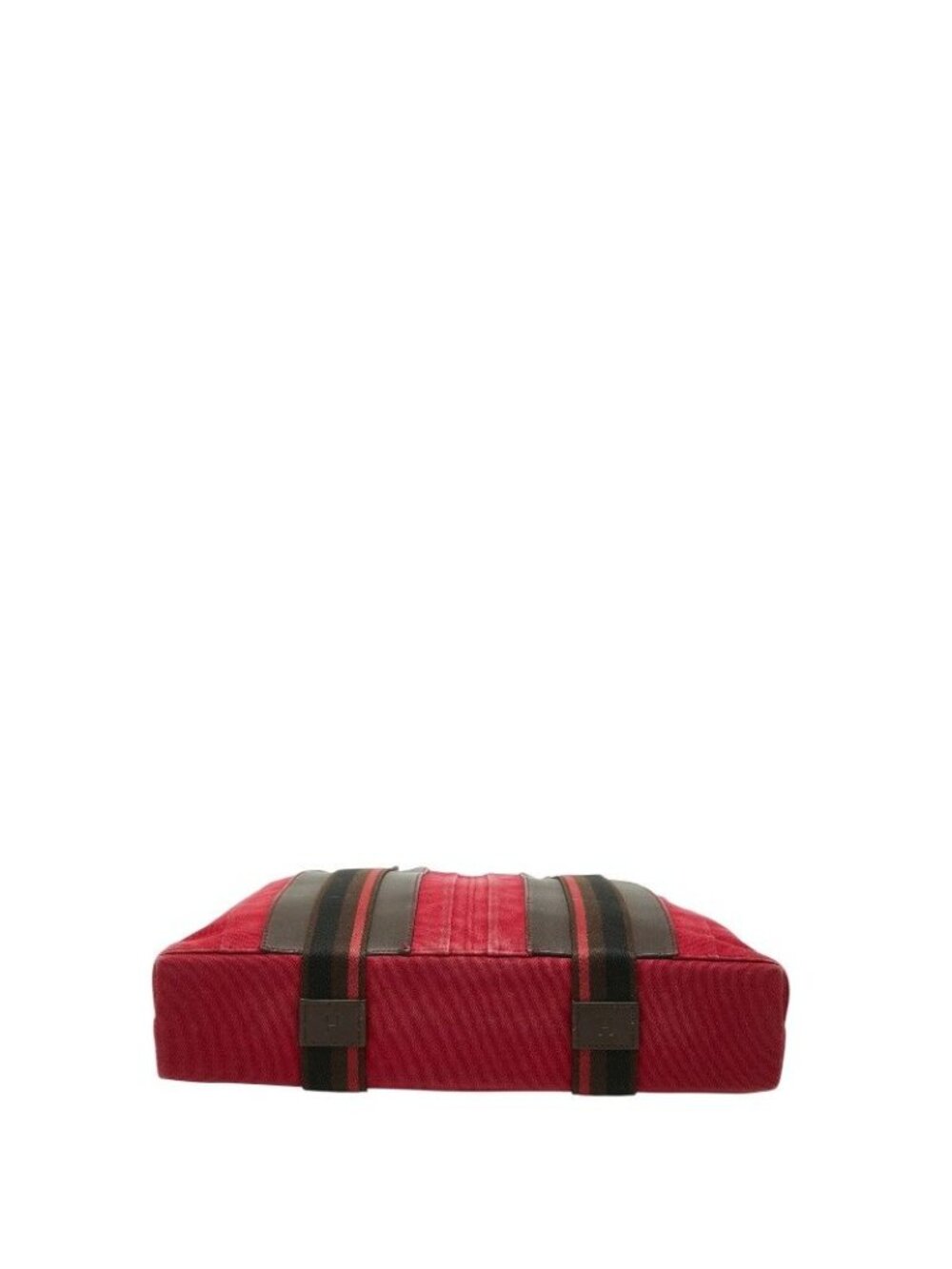 Hermes Troca Horizontal MM Tote Red Brown Black Canvas Leather - Picture 3 of 9